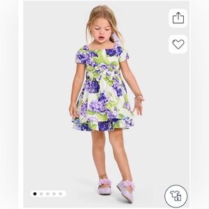 Floral Purple and Green Dress for Little Girls